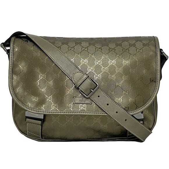 Gucci Bag Khaki Shoulder Imprime Flap Green Crossbody GG Messenger - Picture 1 of 9